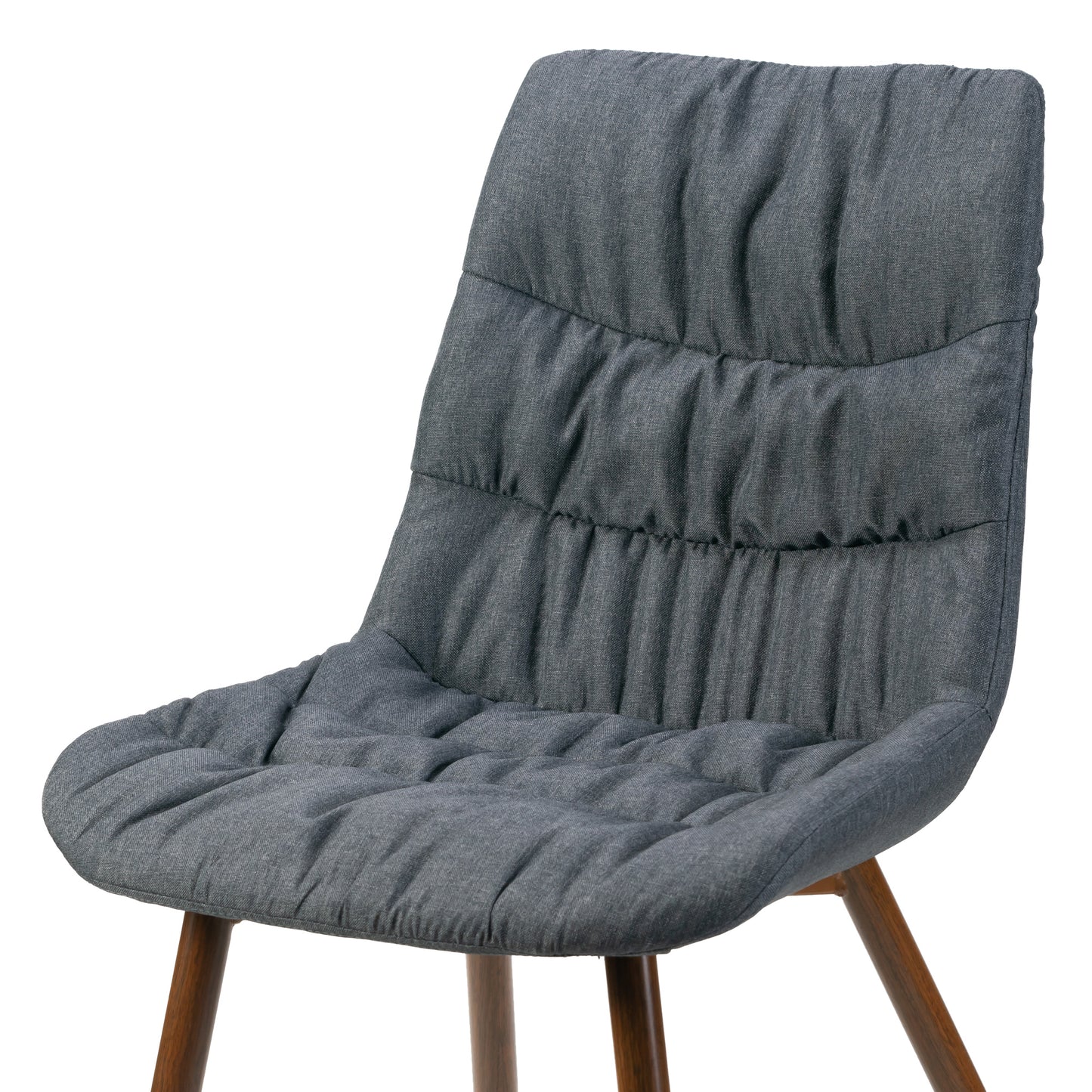 Set of 2 Amita Grey Fabric Dining Chair with Pleat Details and Brown Metal Legs