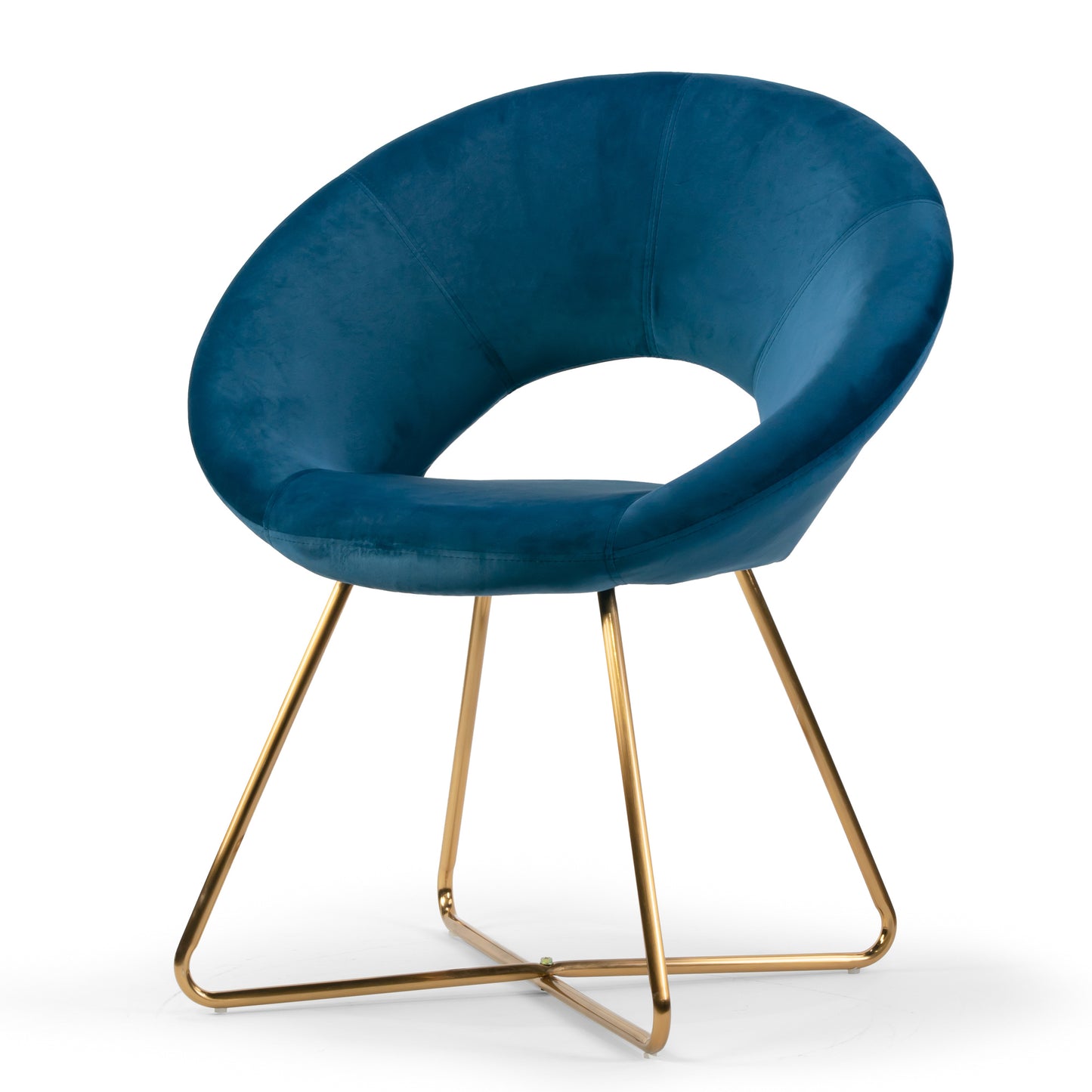 Set of 2 Amor Blue Velvet Dining Chair with Golden Metal Legs