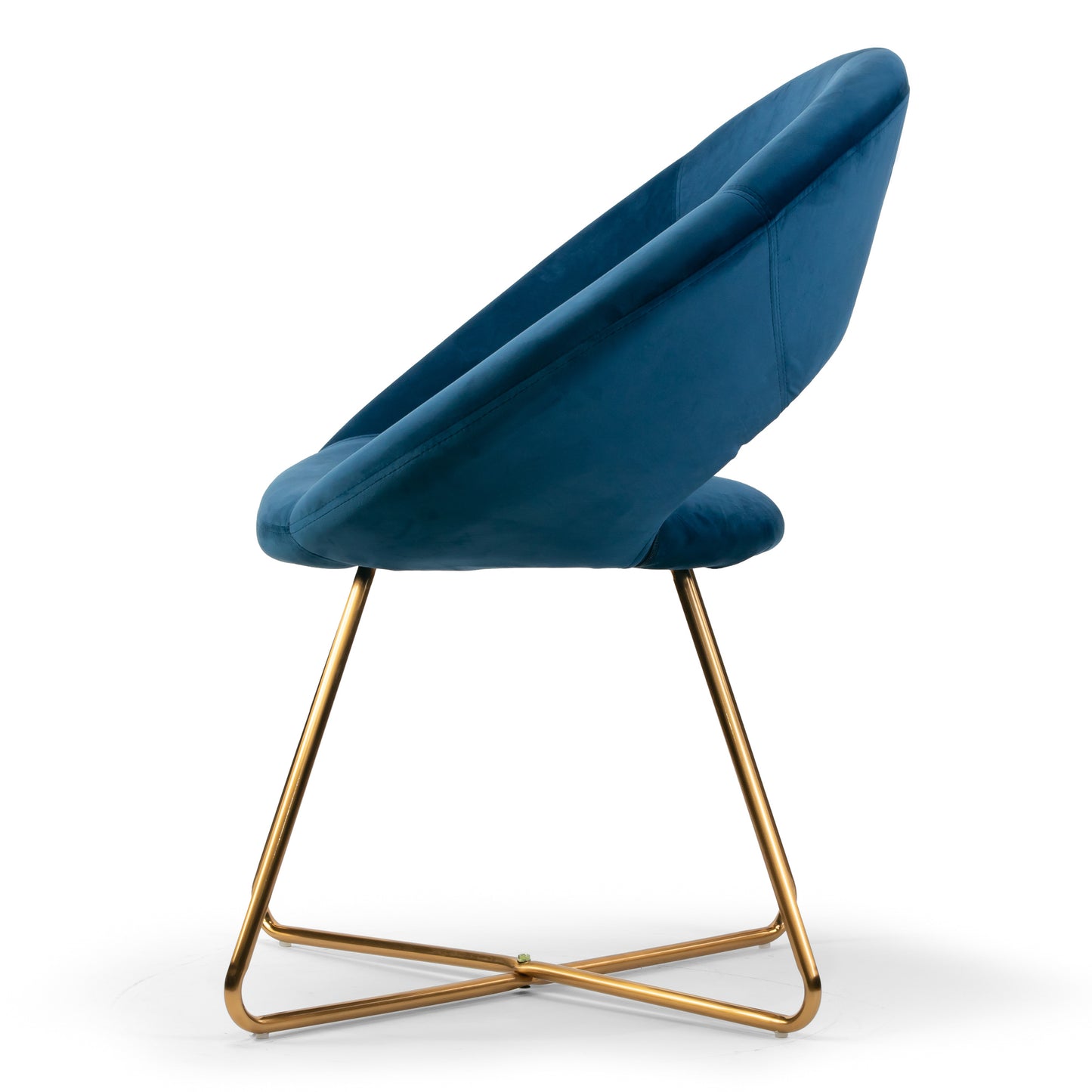 Set of 2 Amor Blue Velvet Dining Chair with Golden Metal Legs