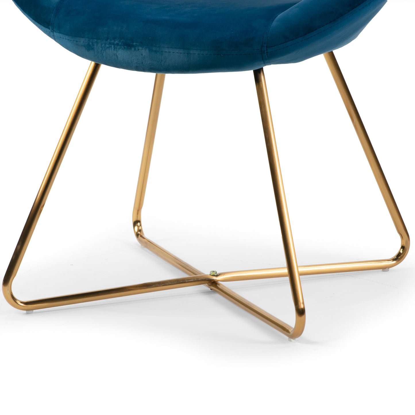 Set of 2 Amor Blue Velvet Dining Chair with Golden Metal Legs