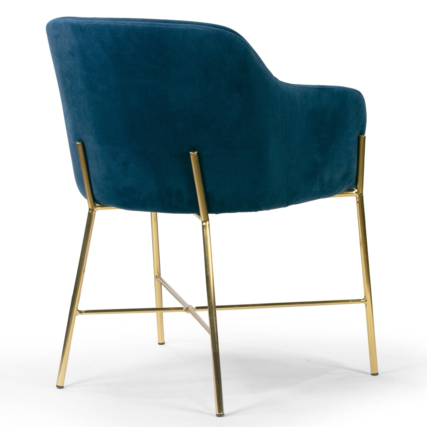 Ana Blue Velvet Arm Dining Chair with Golden Metal Legs