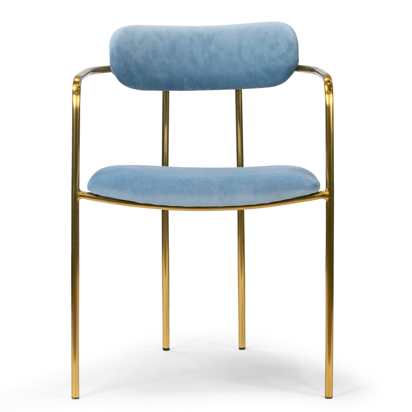 Set of 2 Anaya Light Blue Velvet Dining Chair with Golden Metal Legs