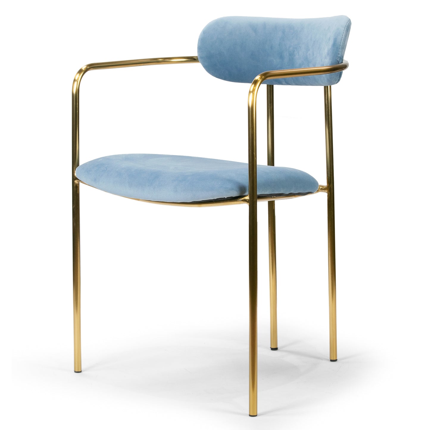 Set of 2 Anaya Light Blue Velvet Dining Chair with Golden Metal Legs
