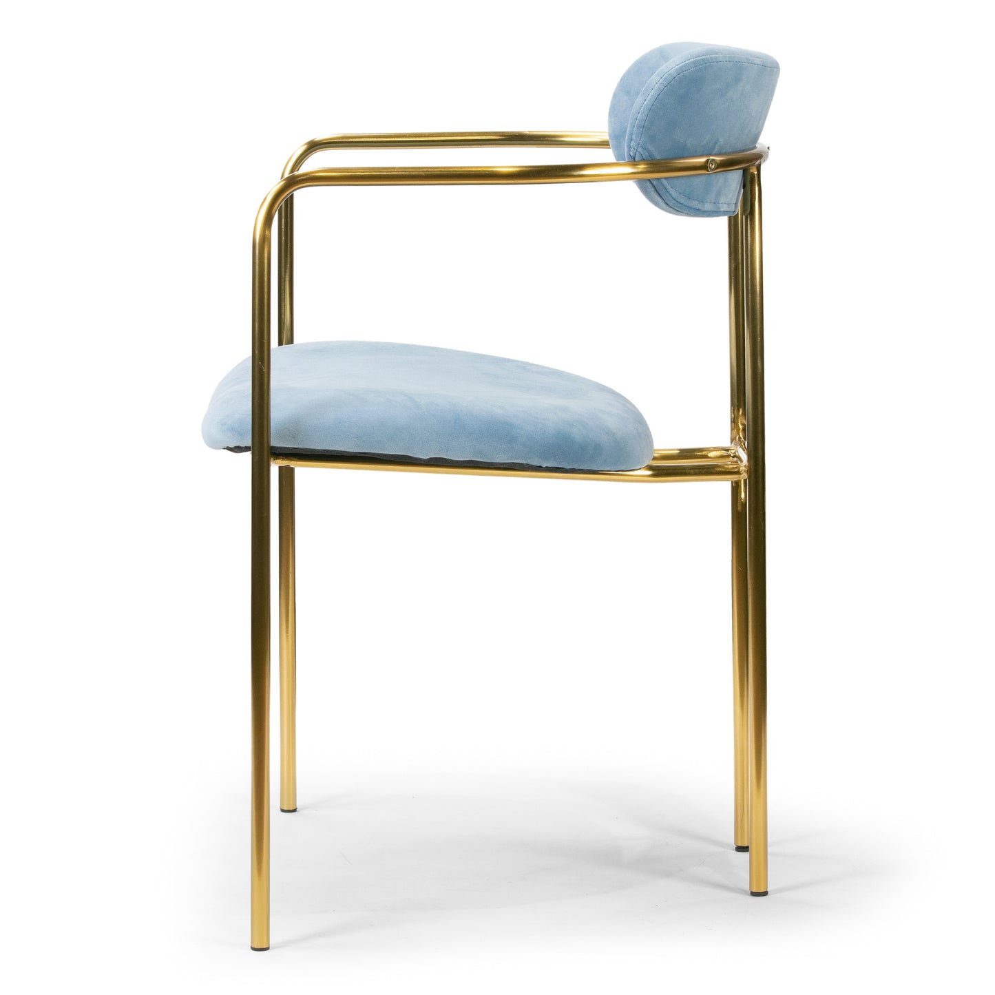 Set of 2 Anaya Light Blue Velvet Dining Chair with Golden Metal Legs