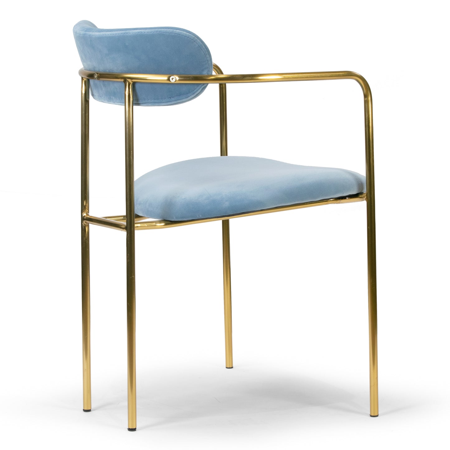 Set of 2 Anaya Light Blue Velvet Dining Chair with Golden Metal Legs