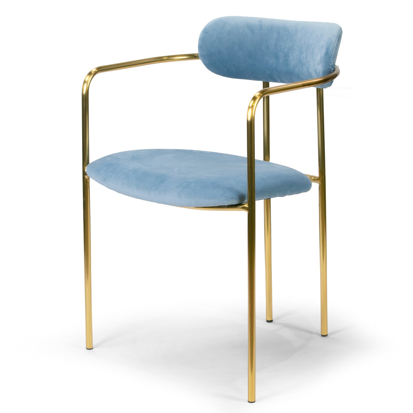 Set of 2 Anaya Light Blue Velvet Dining Chair with Golden Metal Legs