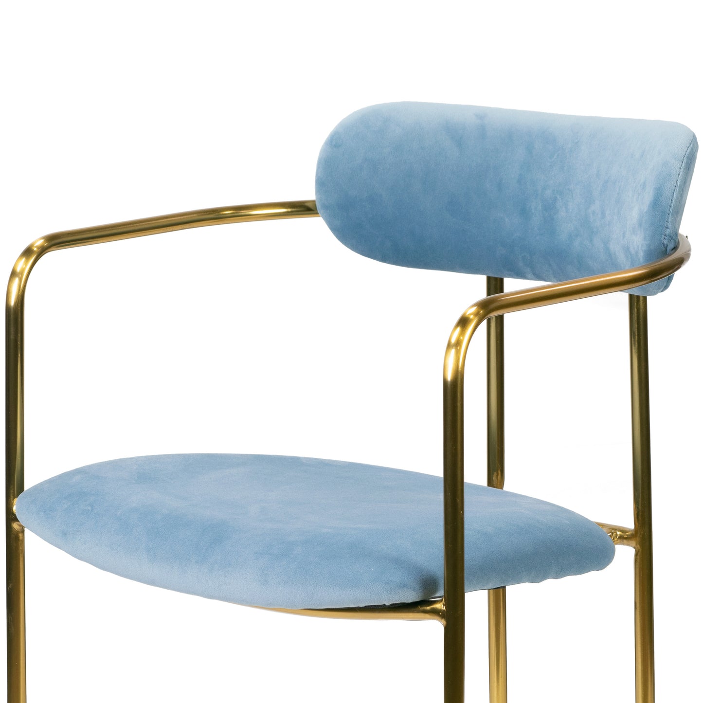 Set of 2 Anaya Light Blue Velvet Dining Chair with Golden Metal Legs