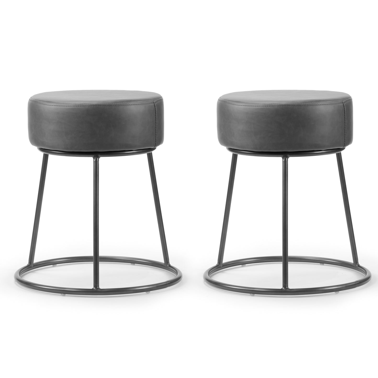 Set of 2 Amie Grey Backless Dining Chair with Gunmetal Grey Frame