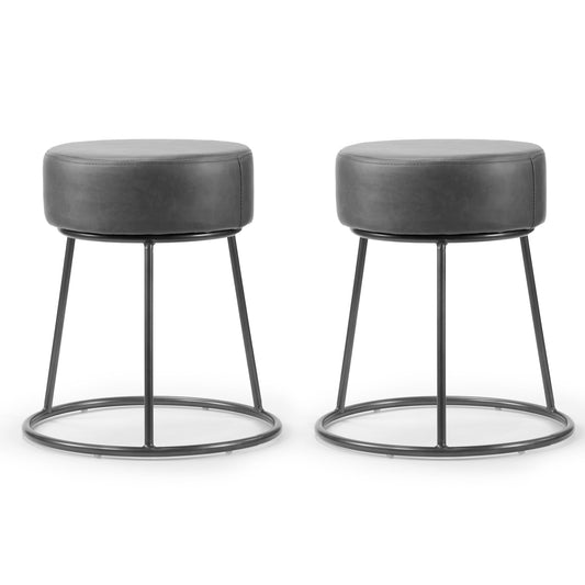Set of 2 Amie Grey Backless Dining Chair with Gunmetal Grey Frame