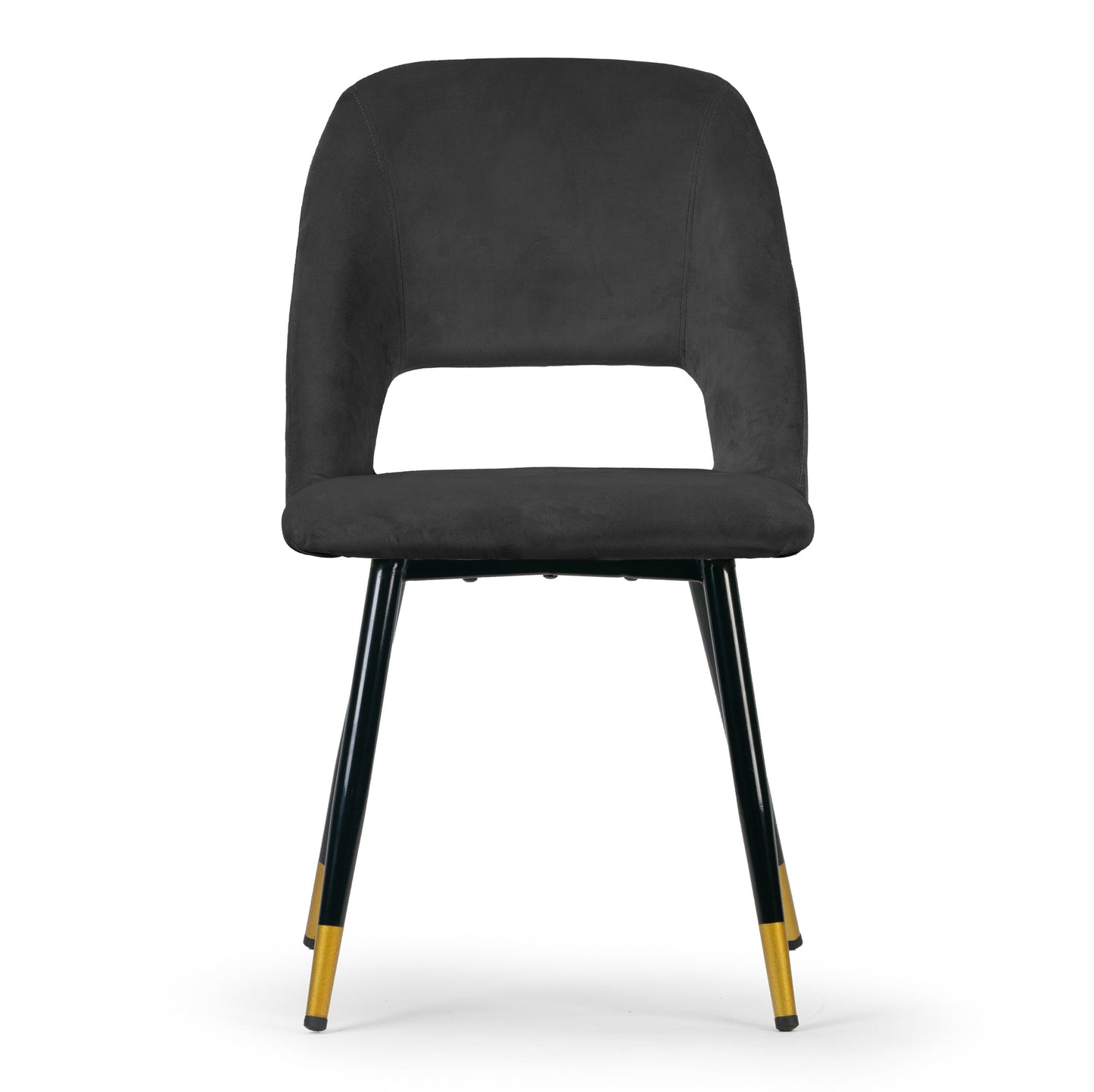 Set of 2 Ania Black Velvet Dining Chair with Golden Accented Metal Legs