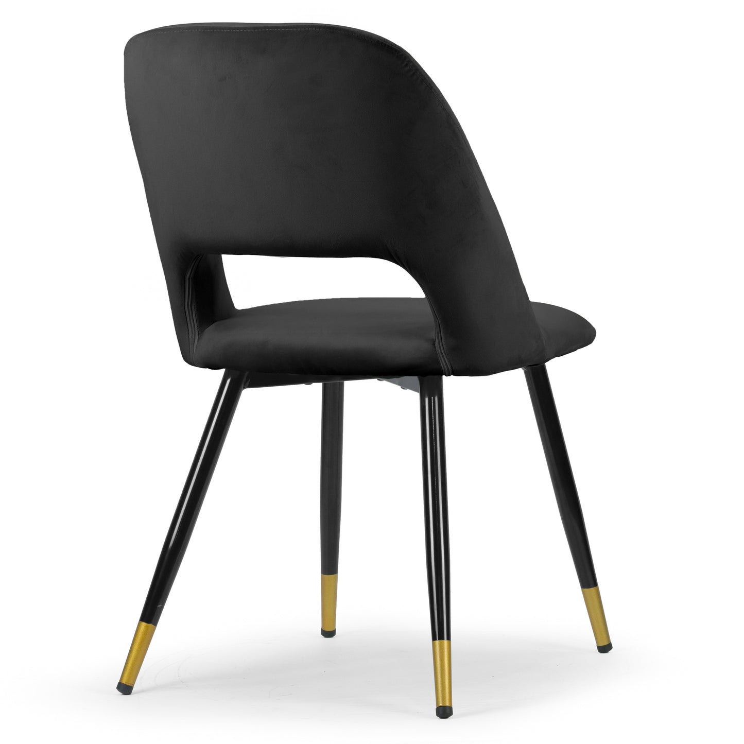 Set of 2 Ania Black Velvet Dining Chair with Golden Accented Metal Legs