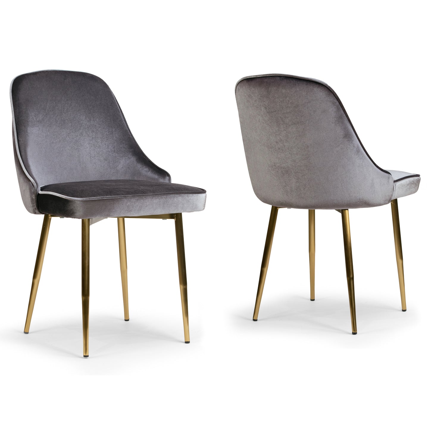 Set of 2 Alpha Sandy Brown Velvet Chair with Brushed Golden Steel Legs