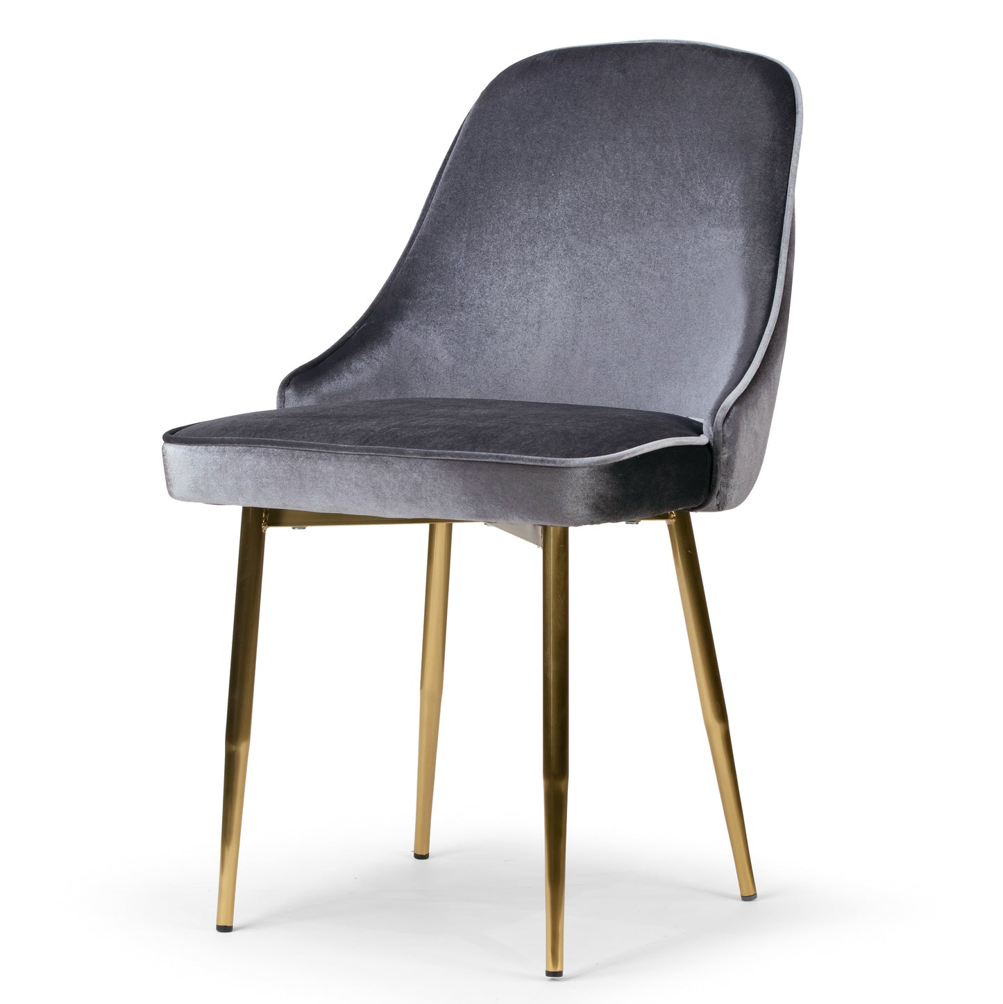 Set of 2 Alpha Sandy Brown Velvet Chair with Brushed Golden Steel Legs