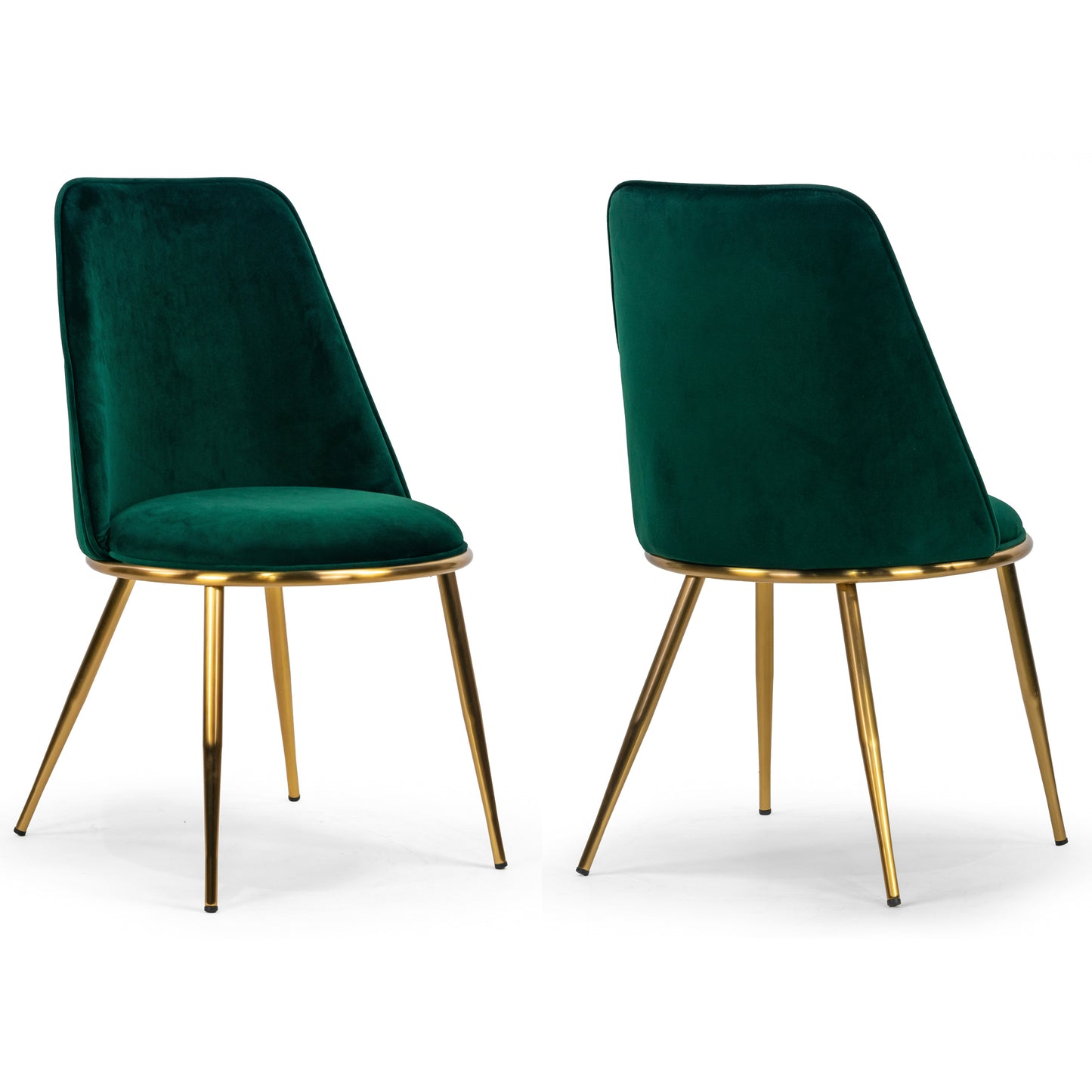 Set of 2 Anzu Green Velvet Dining Chair with Golden Metal Legs