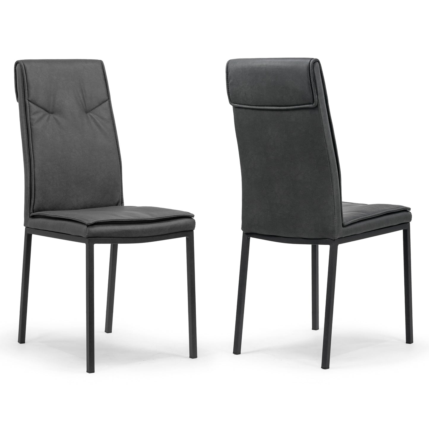 Set of 2 Aram Grey Distressed Faux Leather Dining Chair