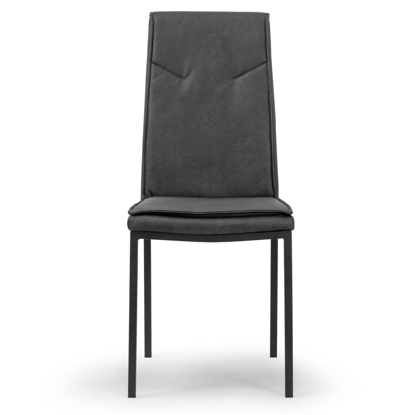 Set of 2 Aram Grey Distressed Faux Leather Dining Chair