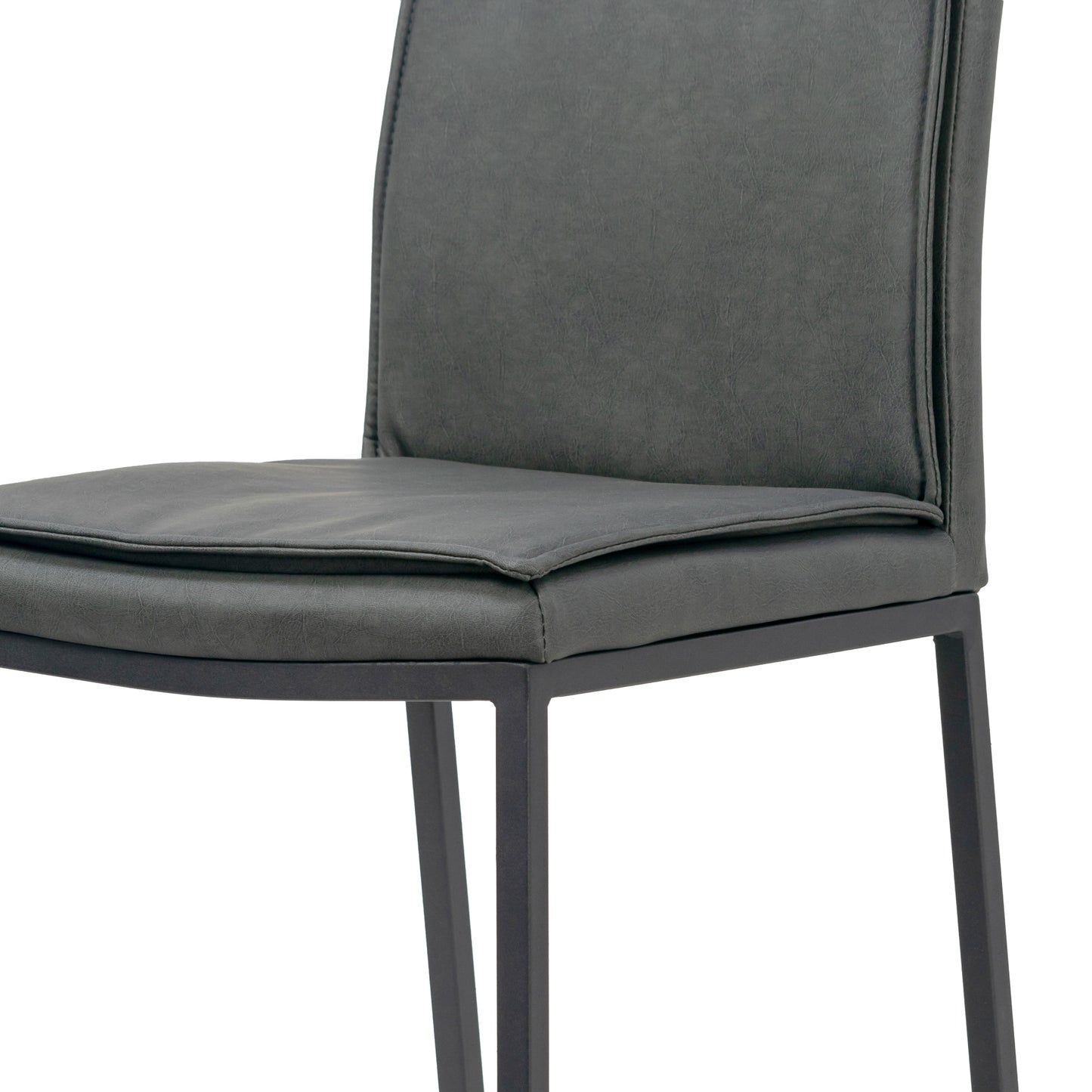 Set of 2 Aram Grey Distressed Faux Leather Dining Chair