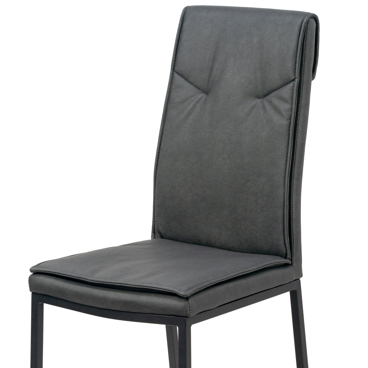 Set of 2 Aram Grey Distressed Faux Leather Dining Chair