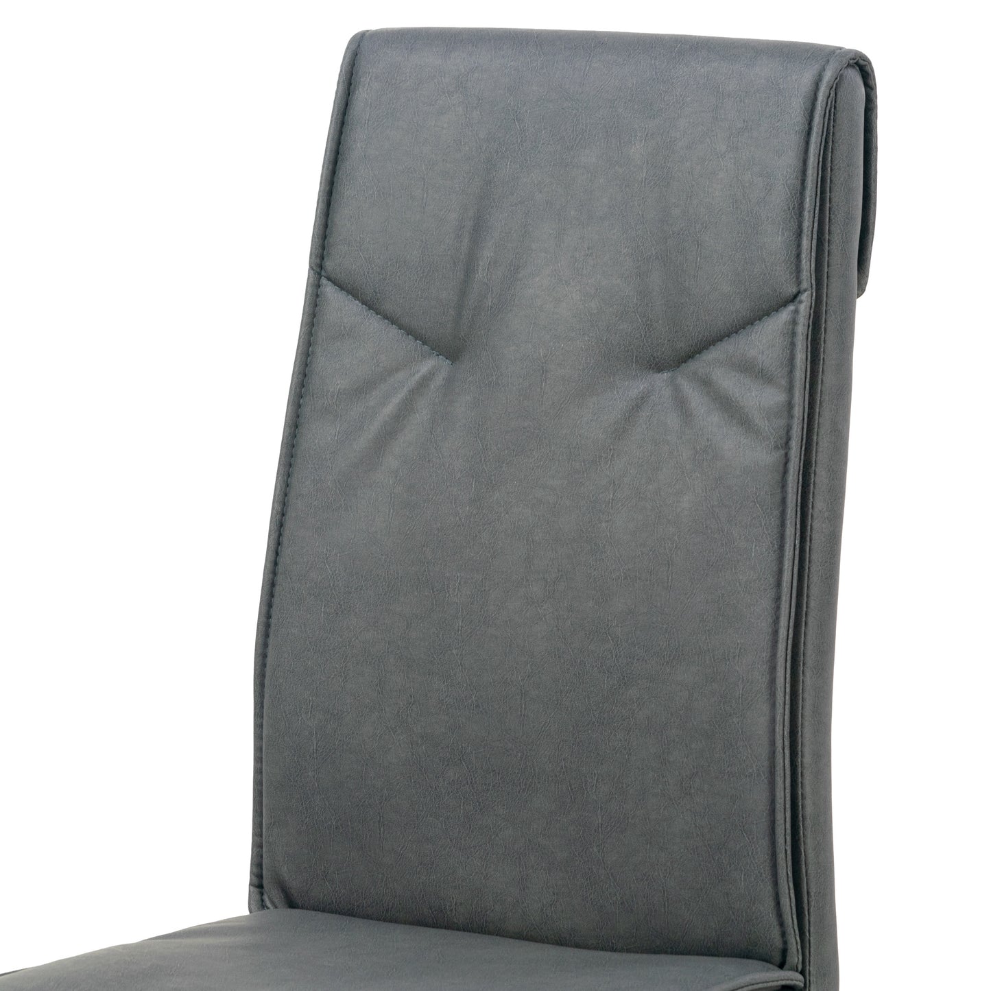 Set of 2 Aram Grey Distressed Faux Leather Dining Chair