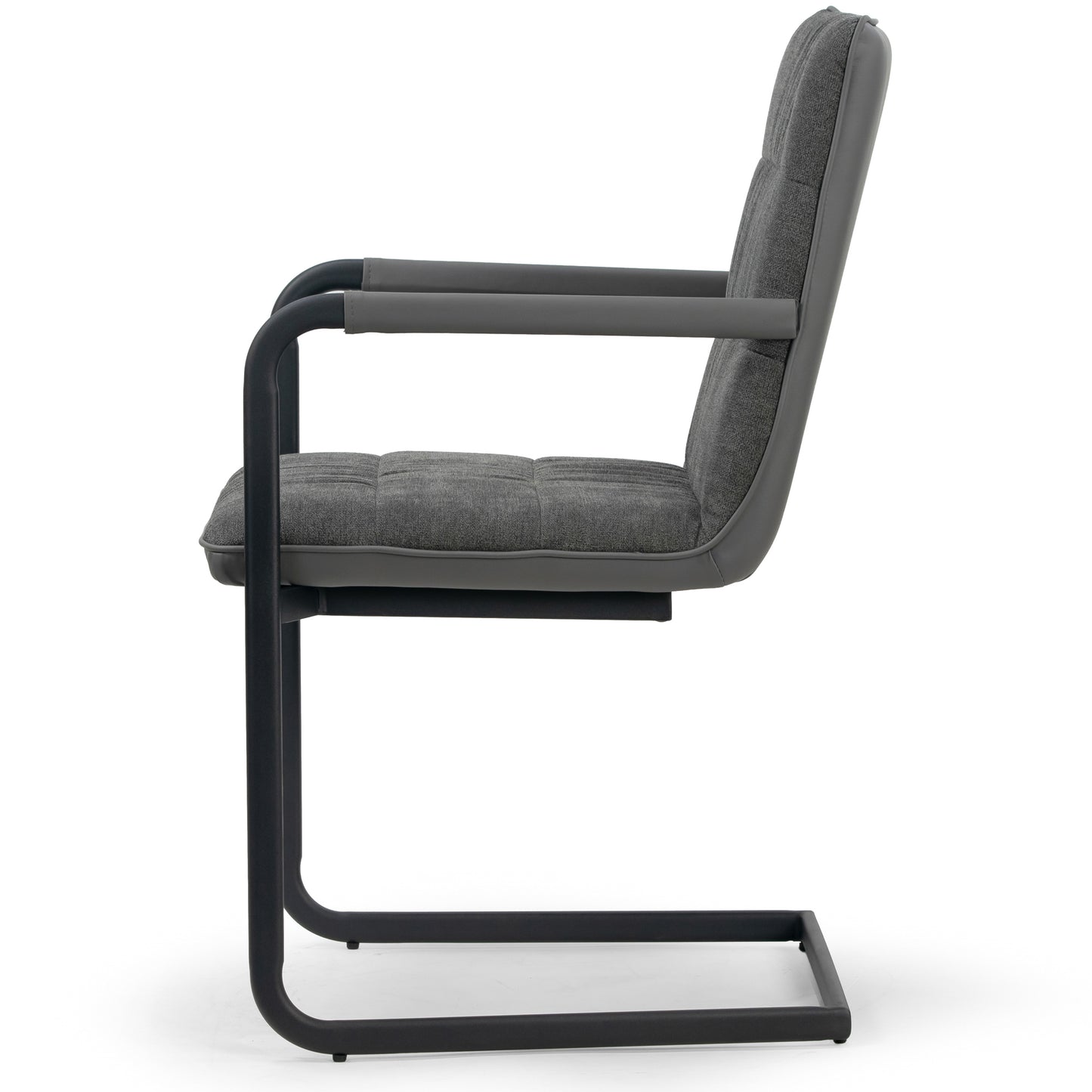 Set of 2 Araya Grey Modern Fabric Arm Chair with Black Metal Legs