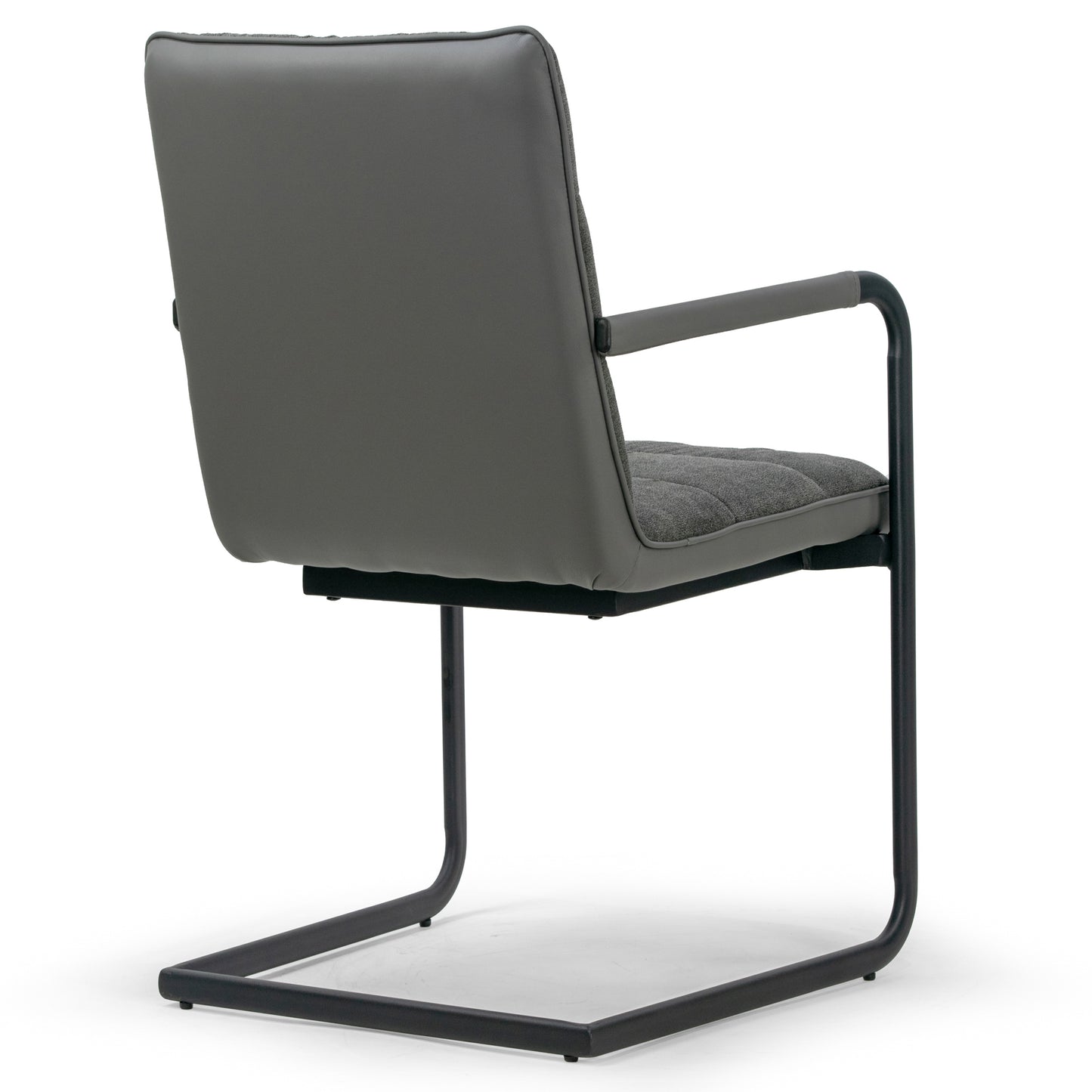 Set of 2 Araya Grey Modern Fabric Arm Chair with Black Metal Legs