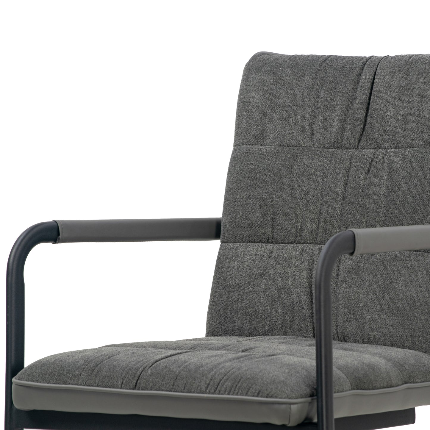 Set of 2 Araya Grey Modern Fabric Arm Chair with Black Metal Legs