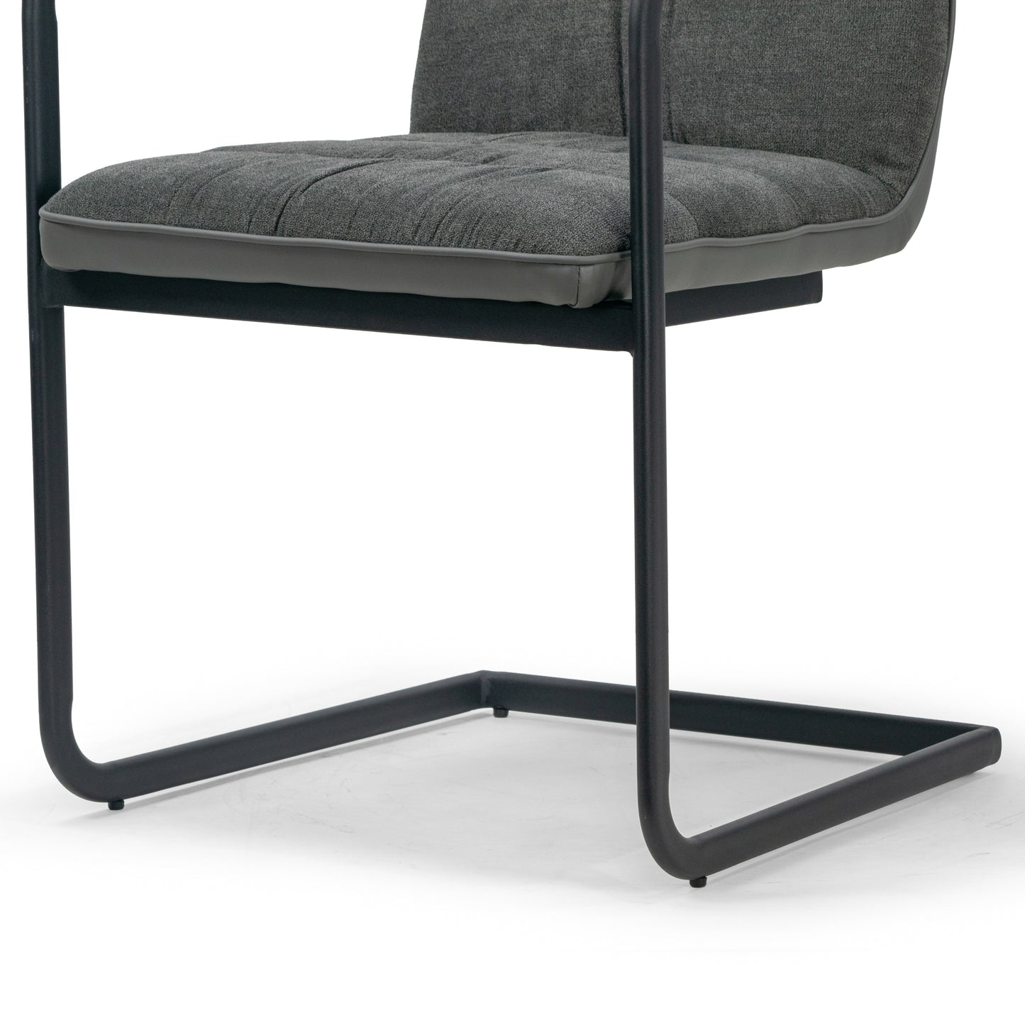 Set of 2 Araya Grey Modern Fabric Arm Chair with Black Metal Legs