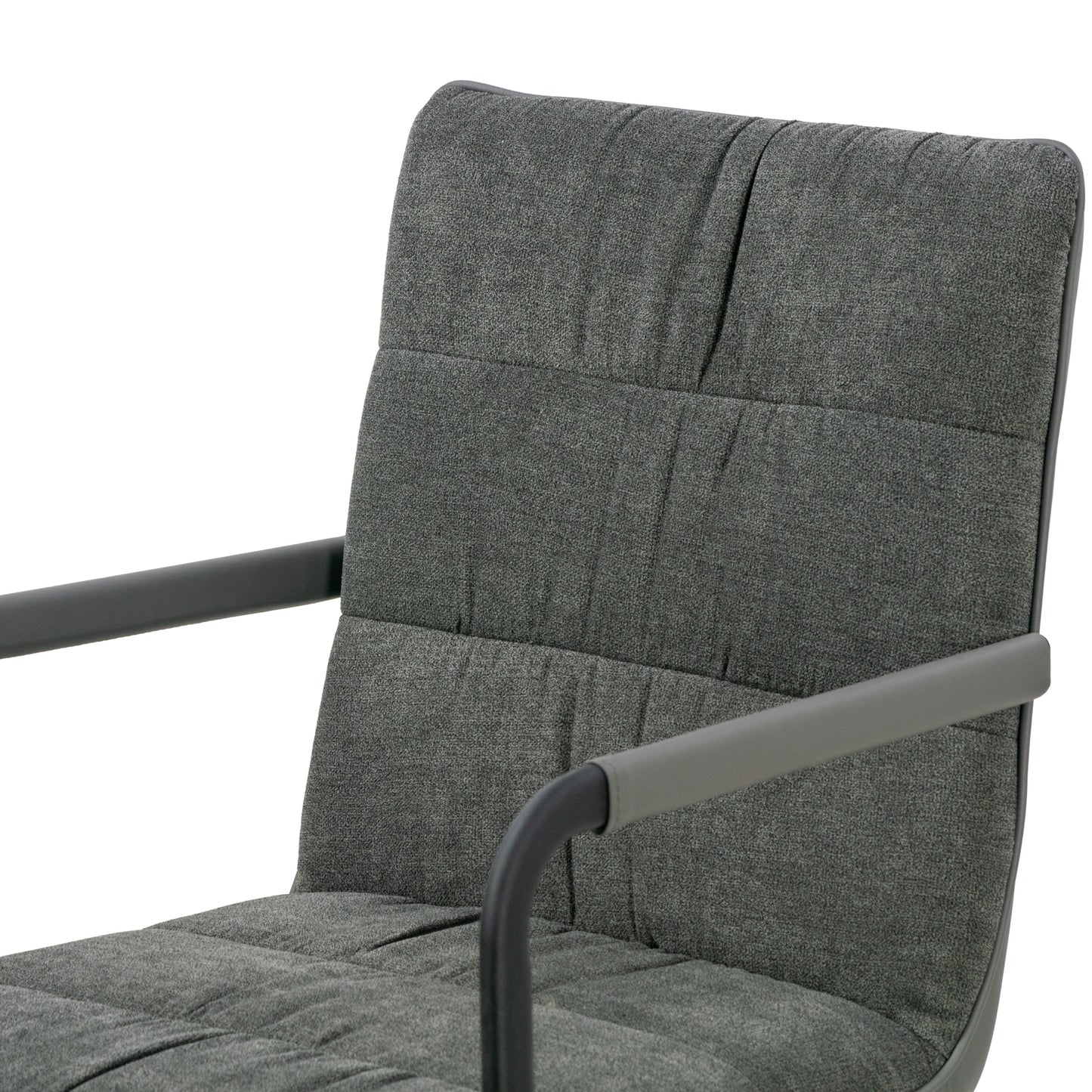 Set of 2 Araya Grey Modern Fabric Arm Chair with Black Metal Legs