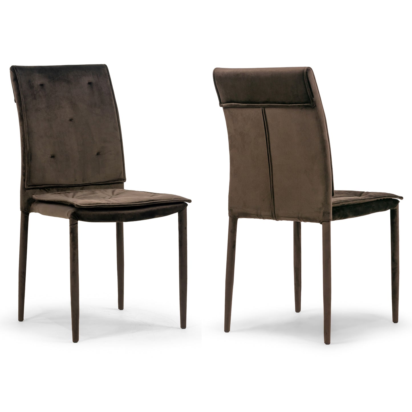 Set of 2 Areli Brown Velvet Dining Chair with Upholstered Legs