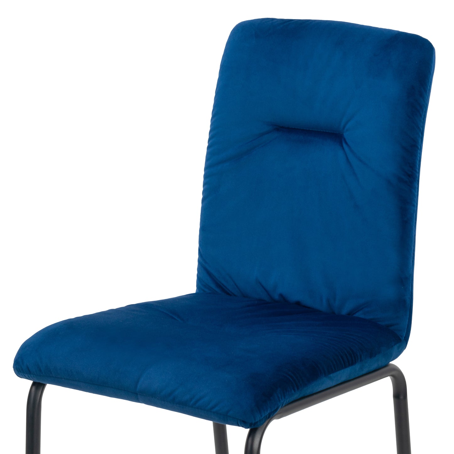 Set of 2 Aren Blue Velvet Side Chair with Black Metal Legs