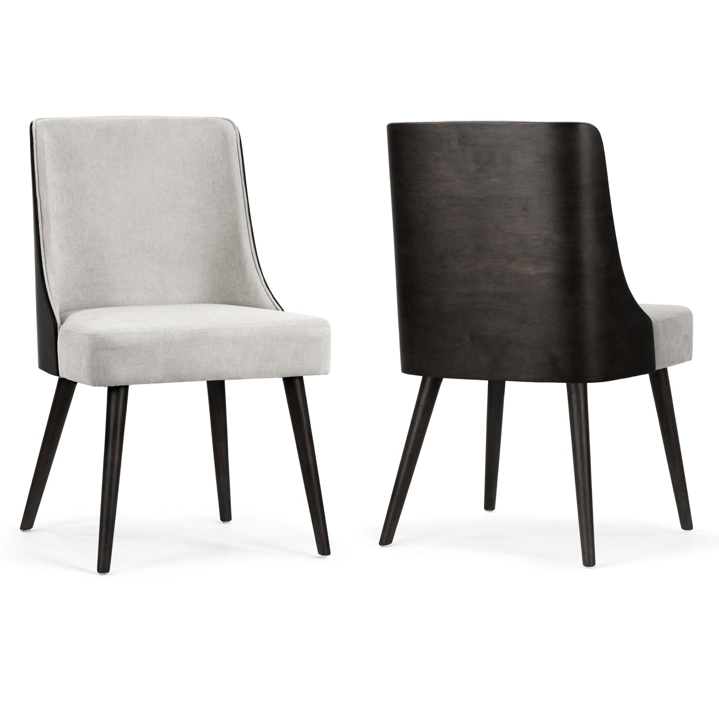Set of 2 Asma Fabric Chair with Black Bentwood Back and Solid Wood Legs