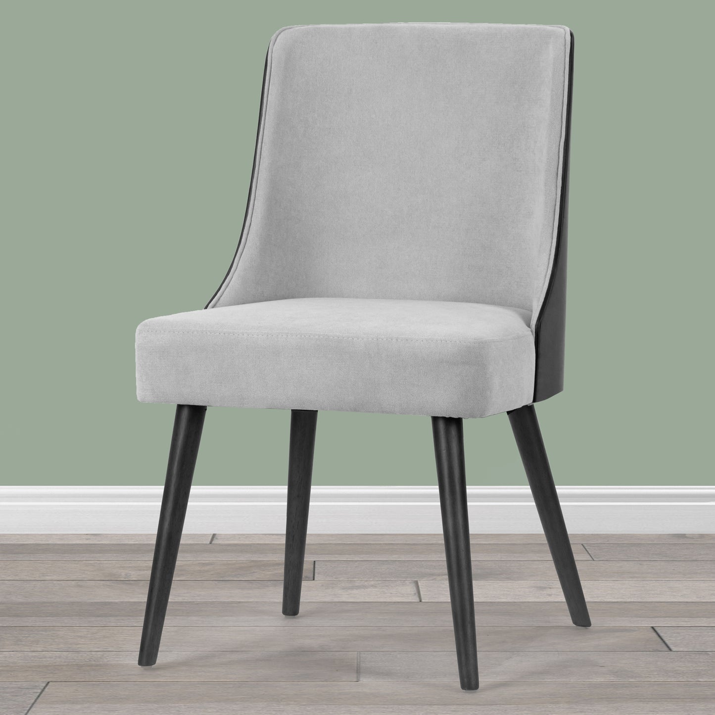 Set of 2 Asma Fabric Chair with Black Bentwood Back and Solid Wood Legs