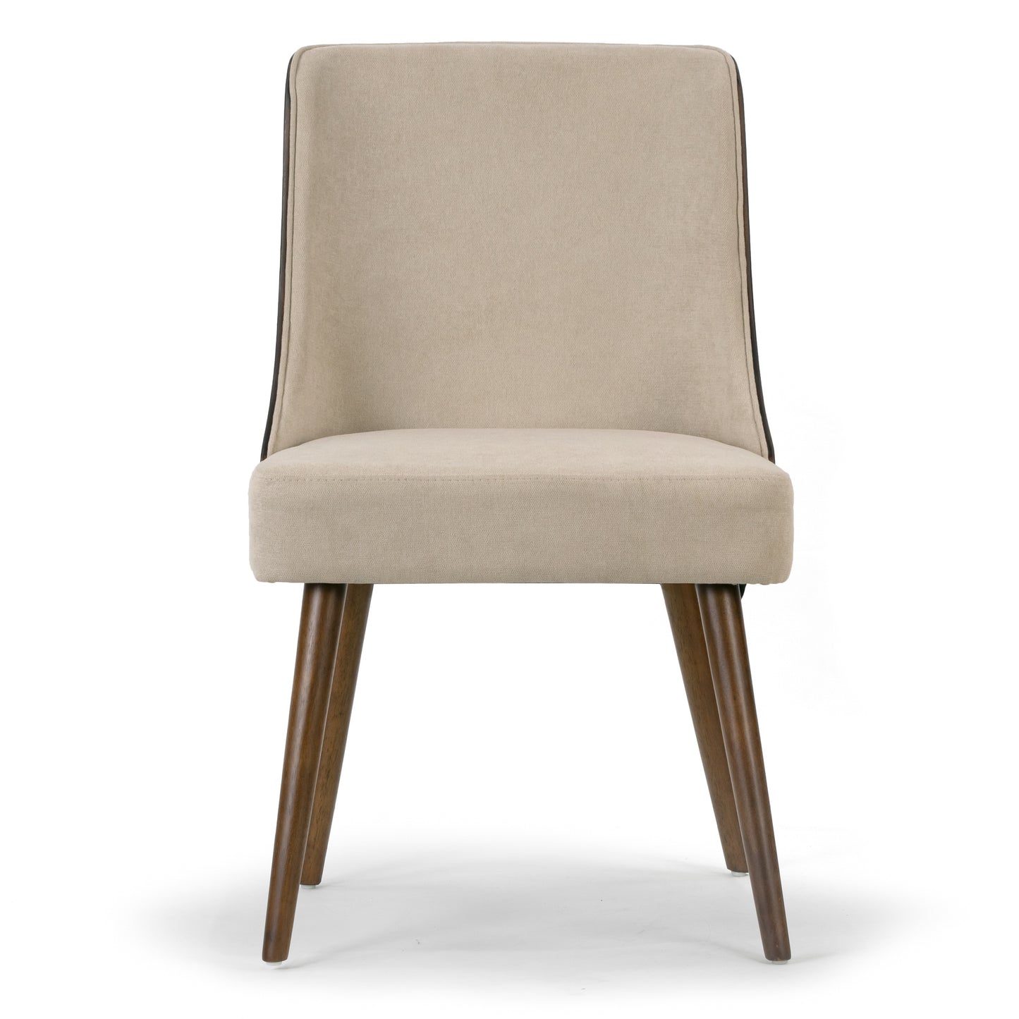 Set of 2 Asma Beige Fabric Chair with Dark Brown Bentwood Back and Solid Wood Legs