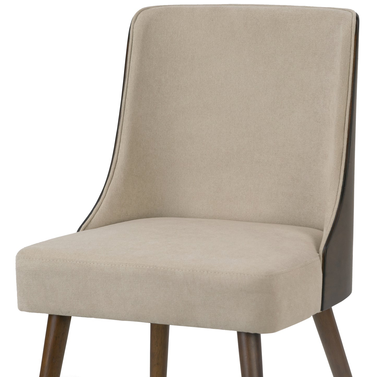 Set of 2 Asma Beige Fabric Chair with Dark Brown Bentwood Back and Solid Wood Legs