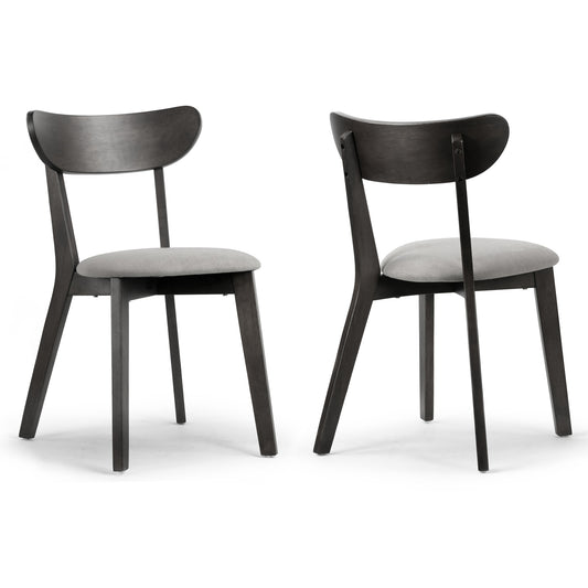 Set of 2 Aspen Black Rubberwood Dining Chair with Upholstered Seat