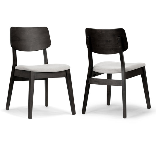 Set of 2 Astin Black Wood Chair with Light Grey Fabric Seat