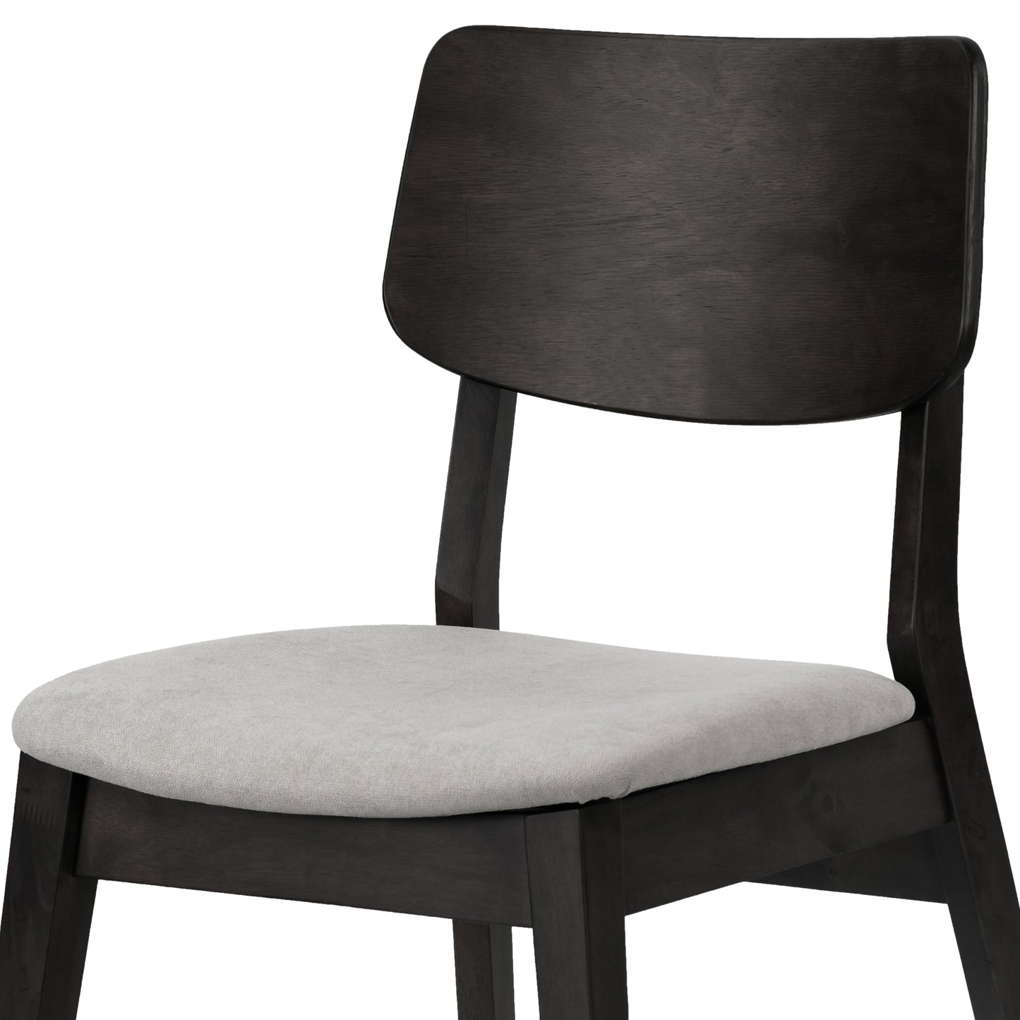 Set of 2 Astin Black Wood Chair with Light Grey Fabric Seat