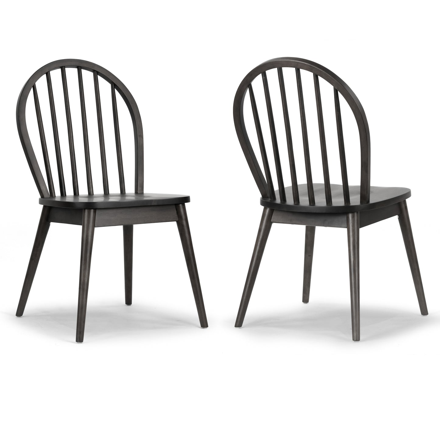 Set of 2 Astra Black Solid Wood Chair with Windsor Back