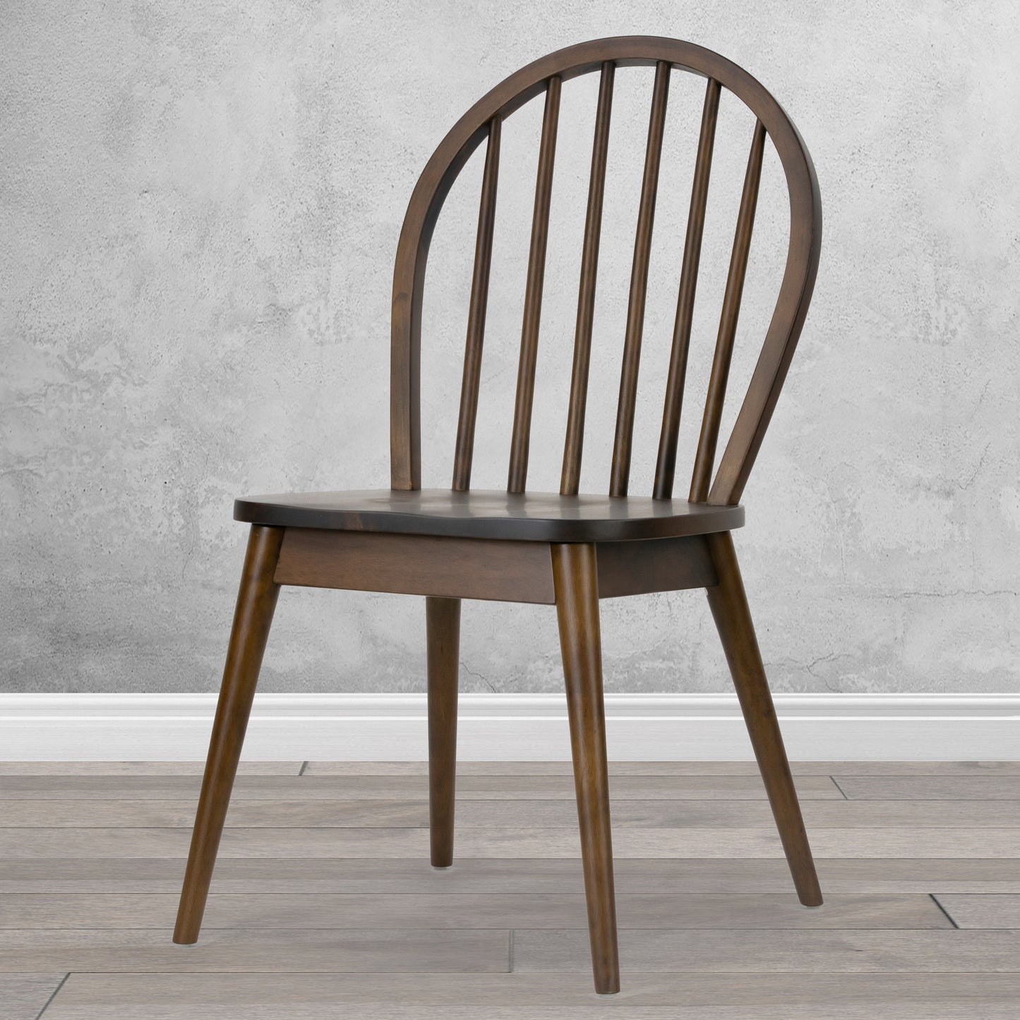 Set of 2 Astra Dark Brown Solid Wood Chair with Windsor Back