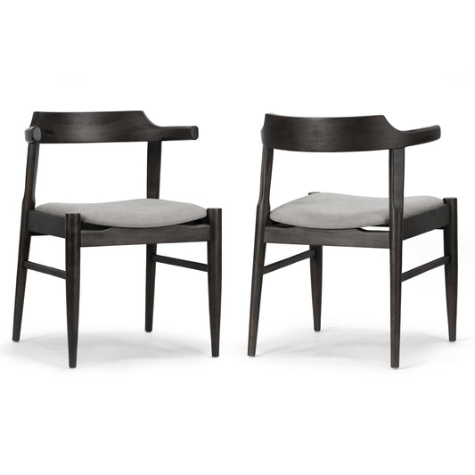 Set of 2 Atlas Retro Modern Black Wood Chair with Curved Back