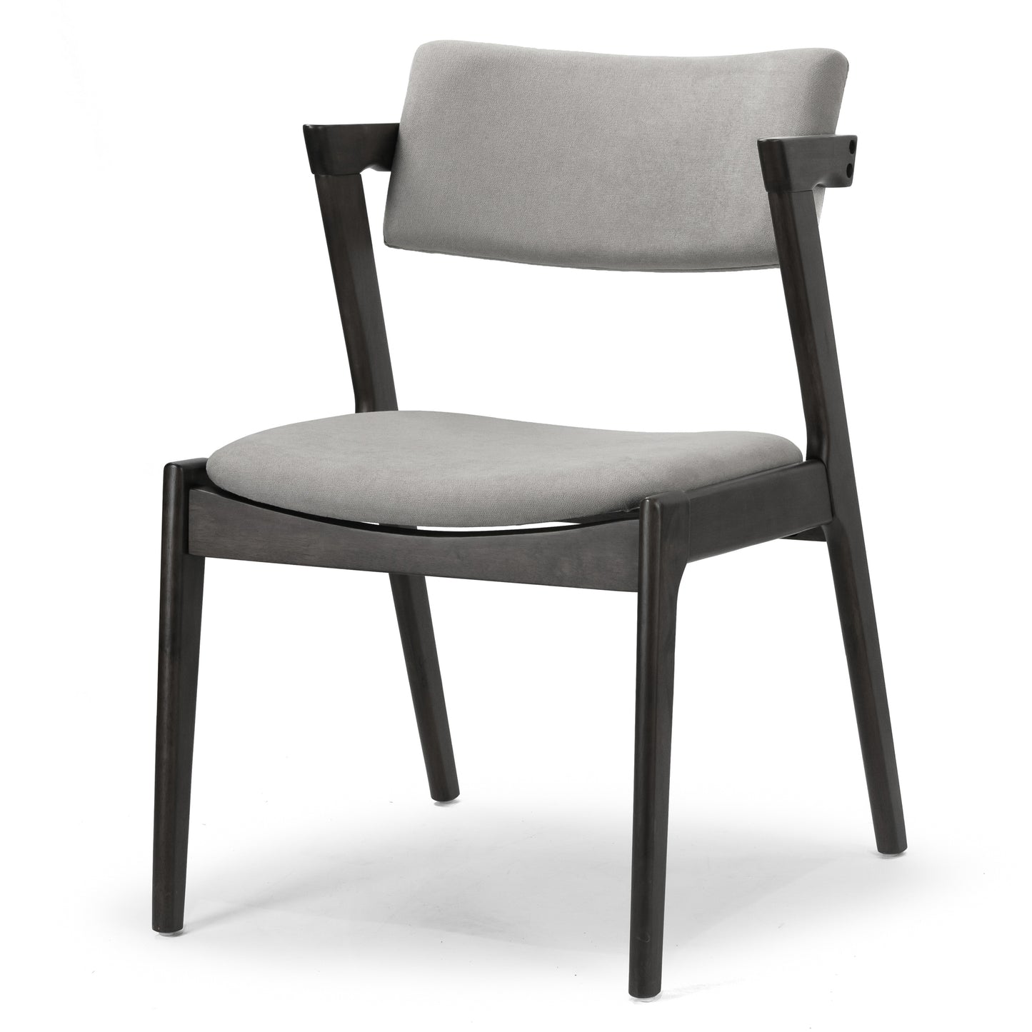 Set of 2 Auden Retro Modern Black Wood Wing Chair with Light Grey Fabric Seat