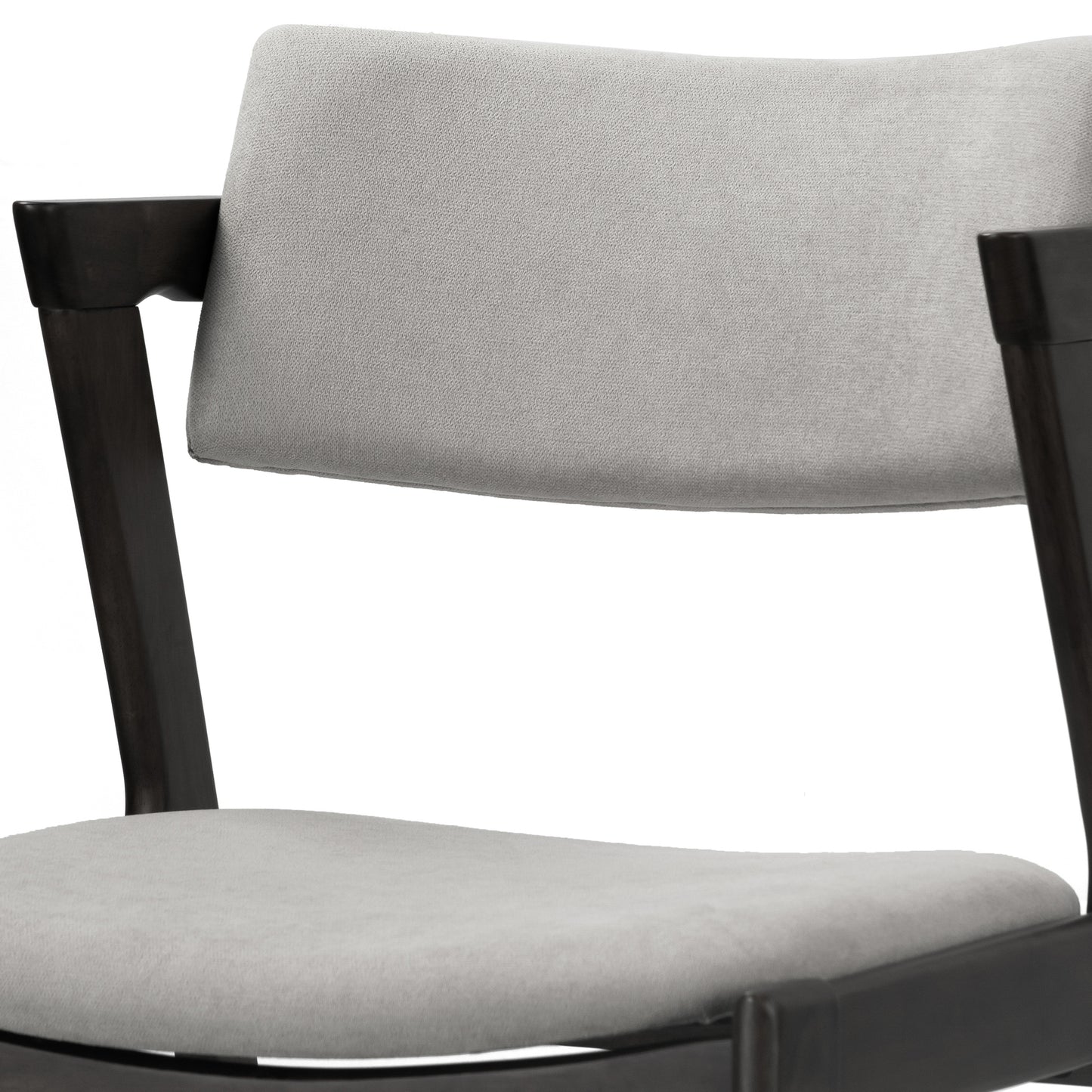 Set of 2 Auden Retro Modern Black Wood Wing Chair with Light Grey Fabric Seat