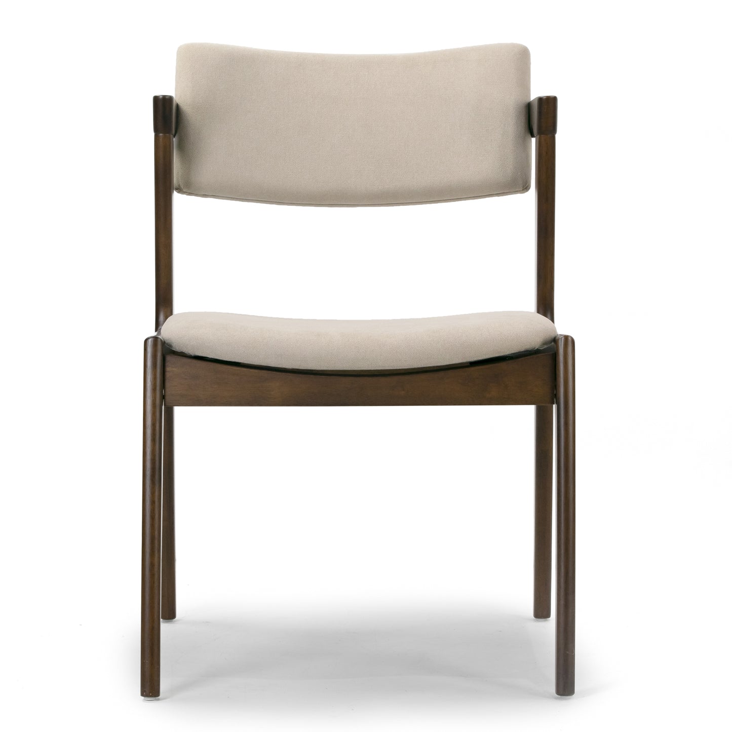 Set of 2 Auden Retro Modern Dark Brown Wood Wing Chair with Beige Fabric Seat