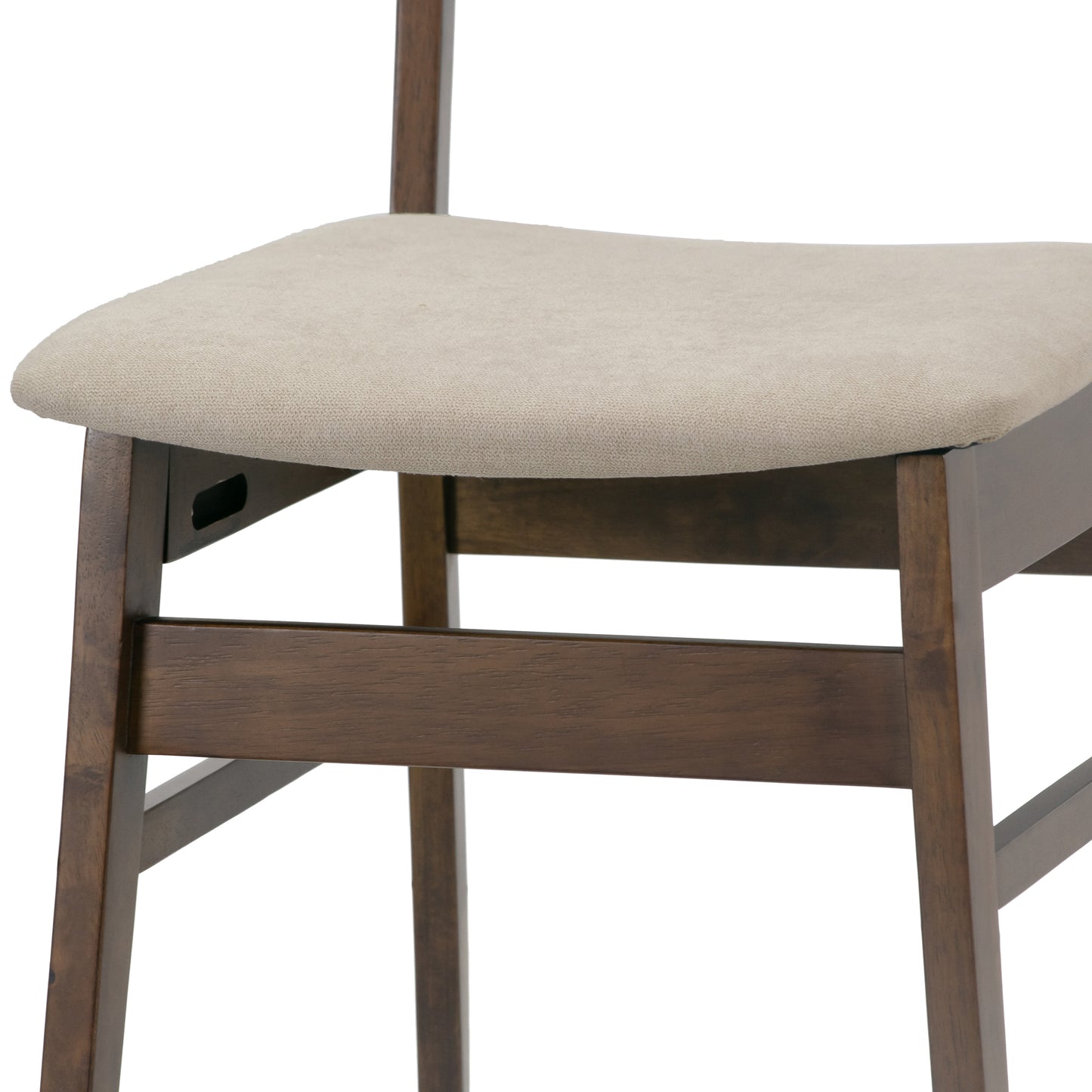 Set of 2 Auden Retro Modern Dark Brown Wood Wing Chair with Beige Fabric Seat