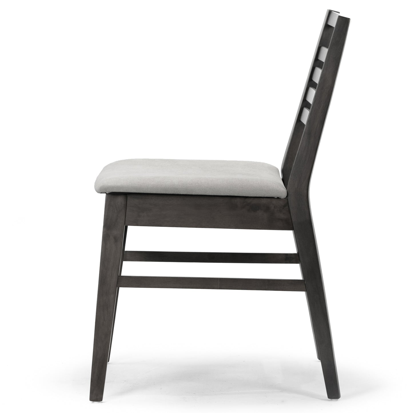 Set of 2 Audrey Black Wood Chair with Light Grey Fabric Seat and Ladder Back
