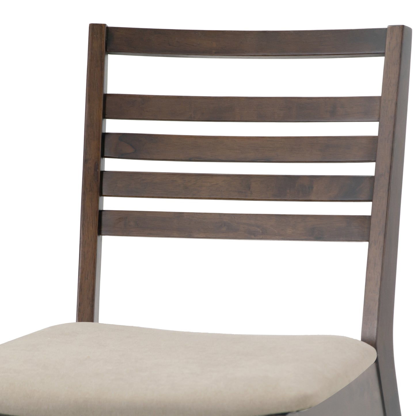 Set of 2 Audrey Dark Brown Wood Chair with Beige Fabric Seat and Ladder Back