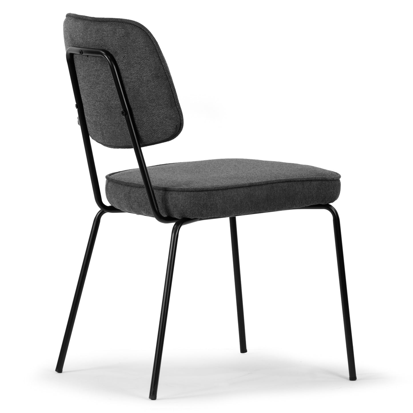 Set of 2 Aven Gray Fabric Dining Chair with Black Metal Legs