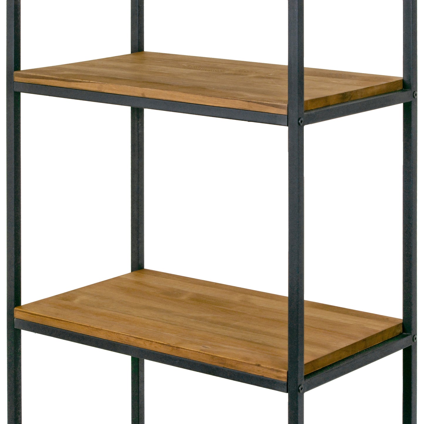 Ailis Brown 75" Pine Wood Shelf Etagere Bookcase Media Center with Metal Frame