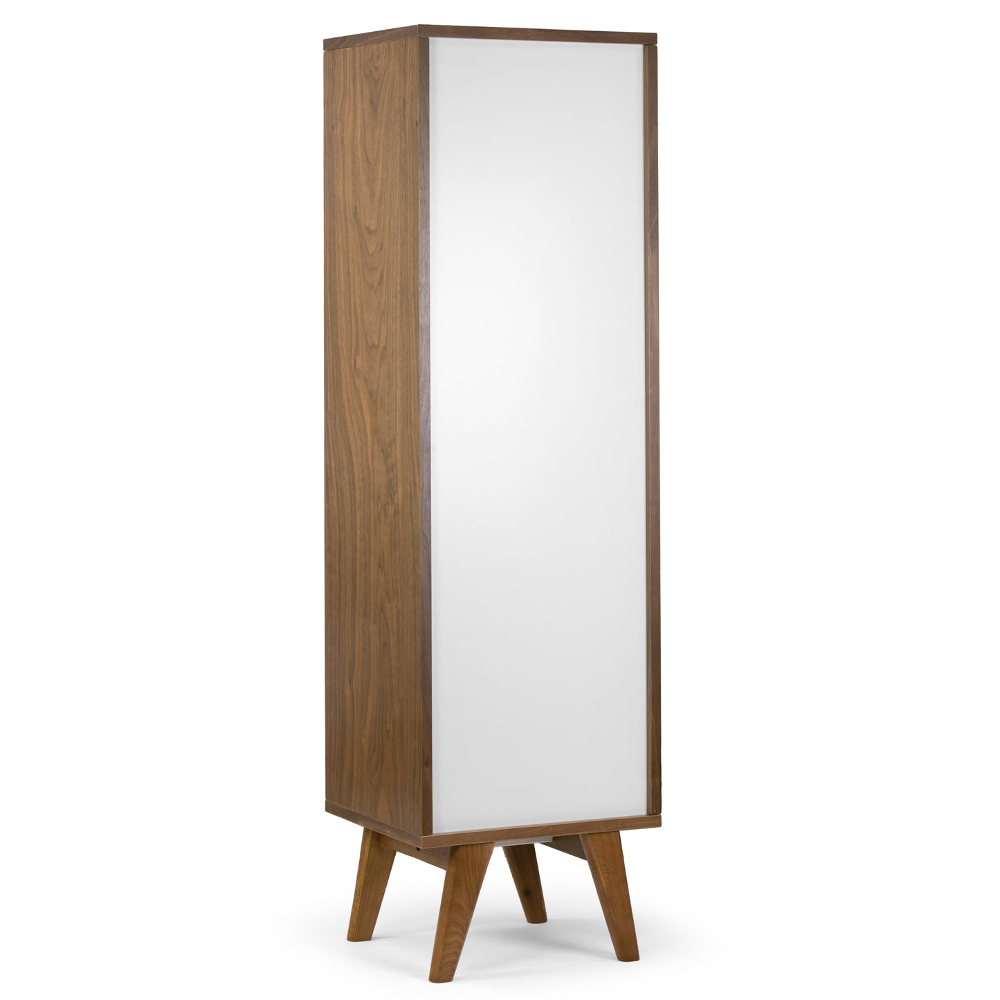 Alya Scandinavian Style Walnut Finish Bookcase Media Tower with Contrasting White Drawer