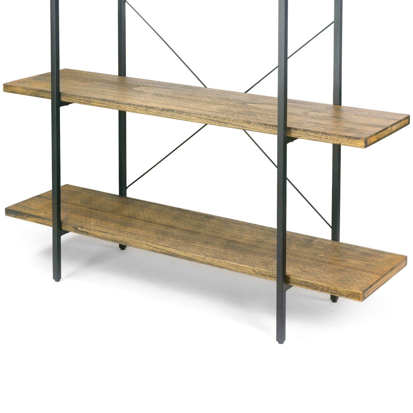 Amrit 84.5” Wood Shelf Metal Frame Etagere Bookcase Five-shelf Media Center